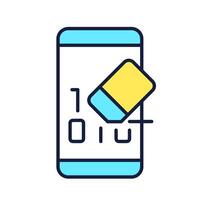 Mobile data wipe RGB color icon. Information control, security. System management, technology. Smartphone security, privacy. Isolated illustration. Simple filled line drawing. Editable stroke vector