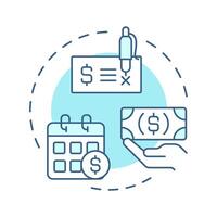 Debtor soft blue concept icon. Factoring party. Debt payment and financial obligations. Money transaction. Round shape line illustration. Abstract idea. Graphic design. Easy to use in article vector