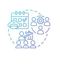 Pilot crew management blue gradient concept icon. Aircraft personnel, professional. Aviation services. Round shape line illustration. Abstract idea. Graphic design. Easy to use in infographic vector