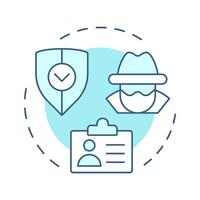 Anonymisation soft blue concept icon. Type of privacy enhancing technologies. Concealing personal data. Round shape line illustration. Abstract idea. Graphic design. Easy to use in article vector