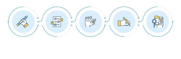 Business contract lifecycle infographic 5 steps. Employment process. Agreement, negotiation. Flow chart infochart. Editable info graphics icons vector