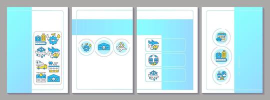 Aviation services brochure template. Airline management. Leaflet design with linear icons. Editable 4 layouts for presentation, annual reports vector
