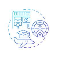 Flight lesson blue gradient concept icon. Pilot training, aviation. Avionics, education. Round shape line illustration. Abstract idea. Graphic design. Easy to use in infographic, presentation vector