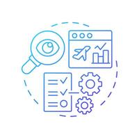 Aircraft reporting blue gradient concept icon. Regulatory compliance, statistics. Round shape line illustration. Abstract idea. Graphic design. Easy to use in infographic, presentation vector