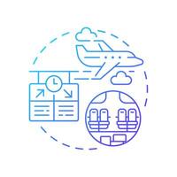Commercial aircraft blue gradient concept icon. Airline company, aviation services. Round shape line illustration. Abstract idea. Graphic design. Easy to use in infographic, presentation vector