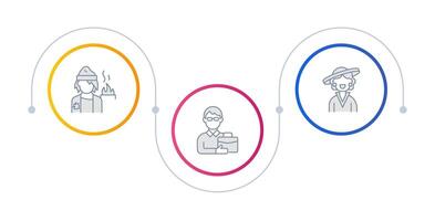 Social classes structure infographic circles. Inequality hierarchy, sociology. Poverty, luxury. Editable thin line icons diagram process with 3 steps vector