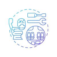 Aircraft interior refurbishment blue gradient concept icon. Customer comfort, airplane maintenance. Round shape line illustration. Abstract idea. Graphic design. Easy to use in infographic vector