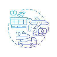 Aircraft ground handling blue gradient concept icon. Airline management, airplane maintenance. Round shape line illustration. Abstract idea. Graphic design. Easy to use in infographic, presentation vector