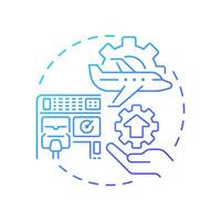 Airframe modification blue gradient concept icon. Aircraft maintenance, engineering. Round shape line illustration. Abstract idea. Graphic design. Easy to use in infographic, presentation vector