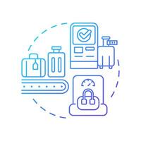 Baggage service blue gradient concept icon. Airplane travelling. Commercial flight, luggage management. Round shape line illustration. Abstract idea. Graphic design. Easy to use in infographic vector
