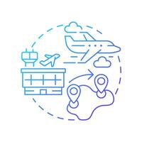 Regional aircraft blue gradient concept icon. Aviation services, Travelling business, commerce. Round shape line illustration. Abstract idea. Graphic design. Easy to use in infographic, presentation vector