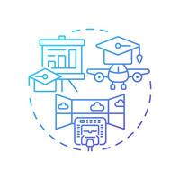 Flight simulators blue gradient concept icon. Pilot training, piloting. Aviation skills. Round shape line illustration. Abstract idea. Graphic design. Easy to use in infographic, presentation vector