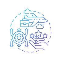 Business aircraft blue gradient concept icon. Private jet, luxury service. Commercial airplane. Round shape line illustration. Abstract idea. Graphic design. Easy to use in infographic, presentation vector