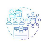 Pilot ground school blue gradient concept icon. Aviation training, graduation certificate. Round shape line illustration. Abstract idea. Graphic design. Easy to use in infographic, presentation vector