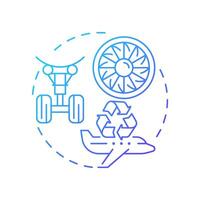 Aircraft reclamation blue gradient concept icon. Airplane maintenance. Engineering, reuse. Round shape line illustration. Abstract idea. Graphic design. Easy to use in infographic, presentation vector