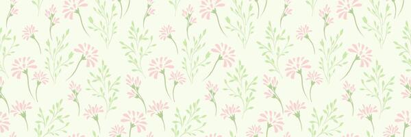 Pastel mint green pattern with abstract tiny floral stems and small branches on light background. hand drawing plain unique flowers. Simple ornament for designs, textile, cover, fabric vector