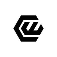 Letter Cw polygon shape modern unique logo idea vector