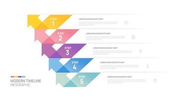 Five steps or five stages to success. Business elements are laid out in layers. infographic template. vector