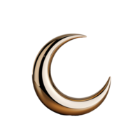 Elegant golden crescent moon shape with shiny surface on transparent background png