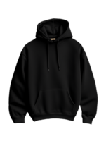 Comfortable black hoodie with drawstring and front pocket on transparent background png