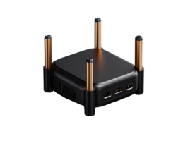 Modern wireless router with sleek design and multiple antennas on transparent background png