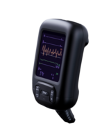 Medical monitoring device with screen displaying vital signs on transparent background png