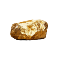 Natural gold nugget with shiny surface and unique texture on transparent background png