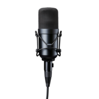 Professional dynamic microphone with detailed mesh head on transparent background png