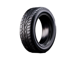 High-performance car tire with intricate tread pattern on transparent background png
