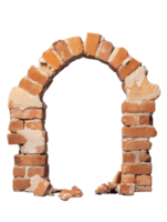 Rustic brick archway with chipped edges and natural texture on transparent background png