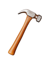 Classic claw hammer with wooden handle on transparent background png