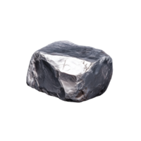 Natural shiny black stone with rough edges and unique texture on transparent background png