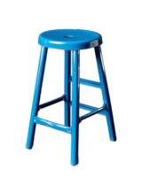 Bright blue metal bar stool with sleek design on transparent background png