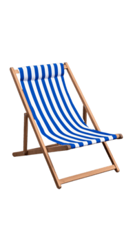 azul y blanco a rayas cubierta silla de madera marco en transparente antecedentes png