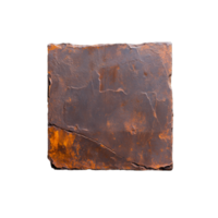 Textured dark brown stone tile with rough surface and visible cracks on transparent background png