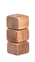 Stacked wooden blocks with smooth edges and natural finish on transparent background png