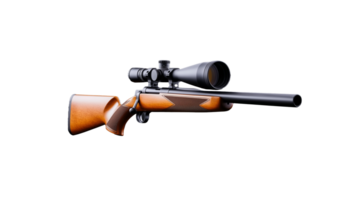 High-quality hunting rifle with scope on transparent background png