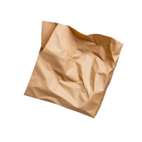 Crumpled brown paper sheet with texture and folds on transparent background png