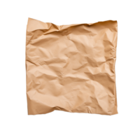 Crumpled brown paper sheet with texture and folds on transparent background png