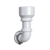 White PVC plumbing trap fitting for drainage systems on transparent background png