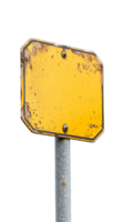 Rusty yellow octagonal sign with no text on transparent background png