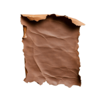 Crumpled brown paper sheet with torn edges on transparent background png
