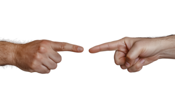 Hands reaching towards each other in a moment of connection on transparent background png