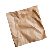 Crumpled brown paper sheet with texture and folds on transparent background png
