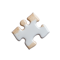Puzzle piece with glossy finish and soft edges on transparent background png
