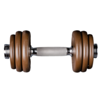 Adjustable dumbbell with textured grip and rubber weights on transparent background png