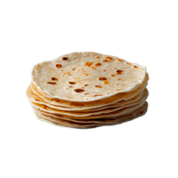 Freshly made stack of soft tortillas on transparent background png