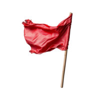 Red flag waving in the wind on transparent background png