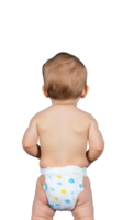 Baby in diaper standing with hands on hips on transparent background png