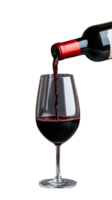 Red wine being poured into a glass on transparent background png